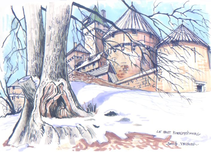 Dessin au feutre pinceau et marker - Château du Haut Koenigsbourg