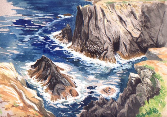 Gouache sur papier - Belle-Île-en-Mer - cote sauvage