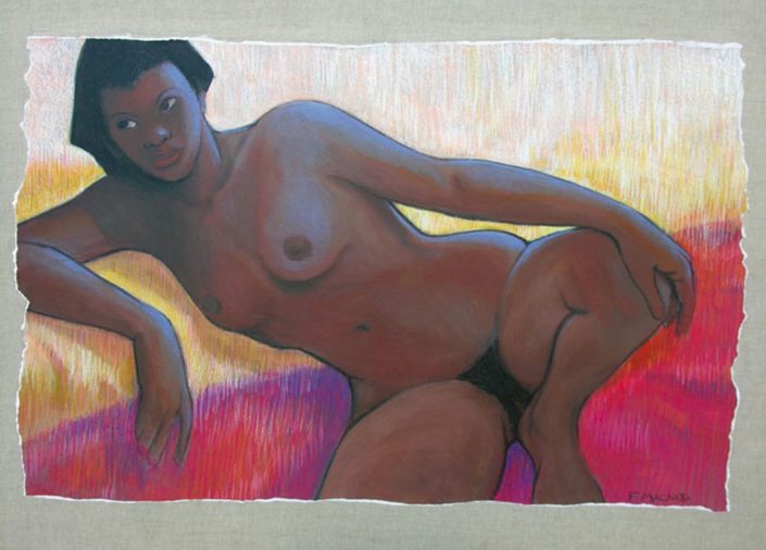 Nu pastel sur papier marouflé sur toile 130x90