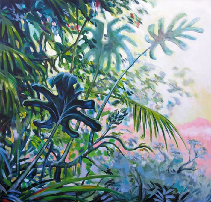 Végétation dans les pitons du carbet, martinique acrylique sur toile 112x116